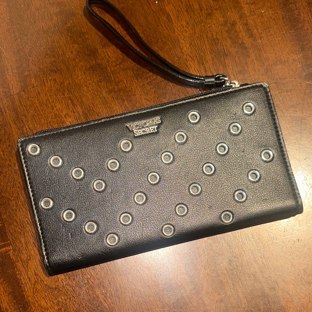 Victoria's Secret Black Wristlet with Silver Accents